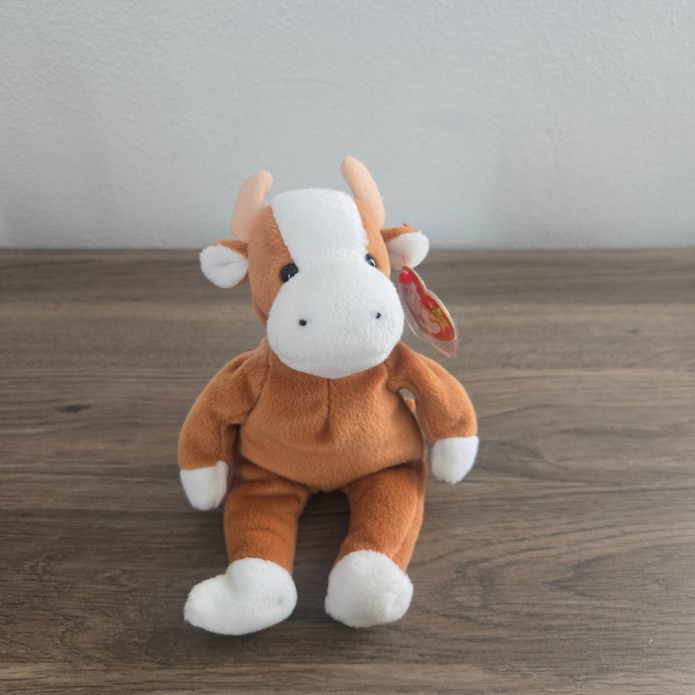 Ty Beanie Baby Bessie the Cow 1995 Vintage Plush Style 4009‎ Brown Tag Error